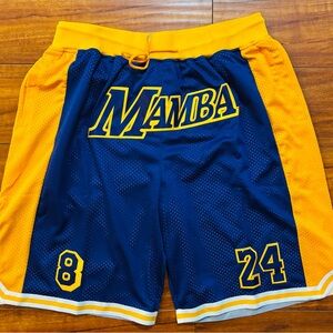 Kobe Bryant Shorts 3XL MAMBA RARE PURPLE/Gold Vintage Lakers Luka ‘9inseam NEW